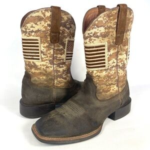 Ariat 10019959 Sport Patriot American Flag Camo Western Boot Size Mens 8.5